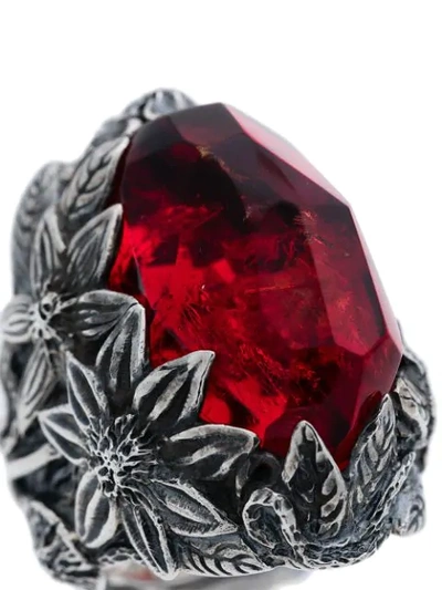 Shop Lyly Erlandsson Red Winter Silver Ring In Metallic