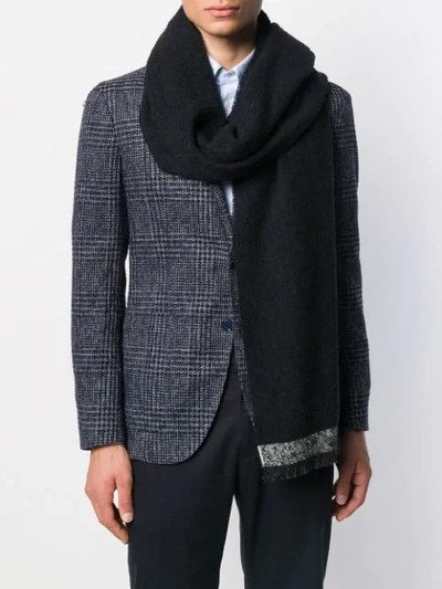 Zanone Herringbone Scarf In Black