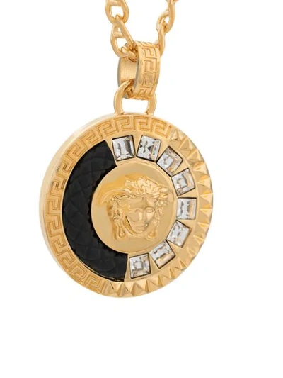 Shop Versace Embellished Medusa Head Necklace In Gold