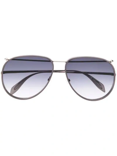 Shop Alexander Mcqueen Aviator Sunglasses In Metallic