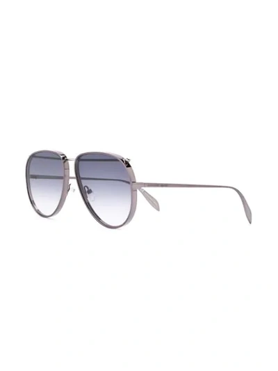 Shop Alexander Mcqueen Aviator Sunglasses In Metallic