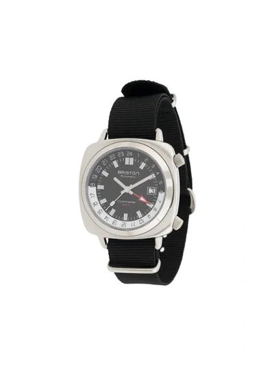 Shop Briston Watches Clubmaster Gmt Traveller Steel Watch In Black