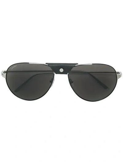 Shop Cartier Santos Aviator Sunglasses In Black