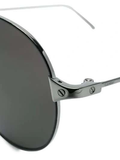 Shop Cartier Santos Aviator Sunglasses In Black