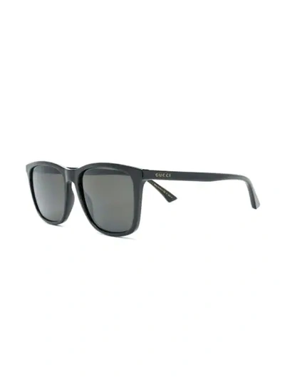 Shop Gucci Eyewear Square Polarised Sunglasses - Black