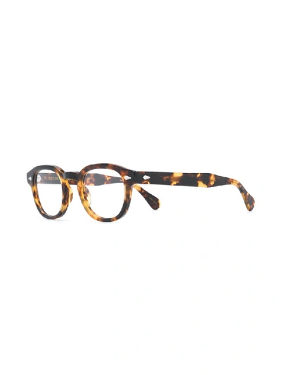 Shop Moscot Round Frame Glasses In Brown
