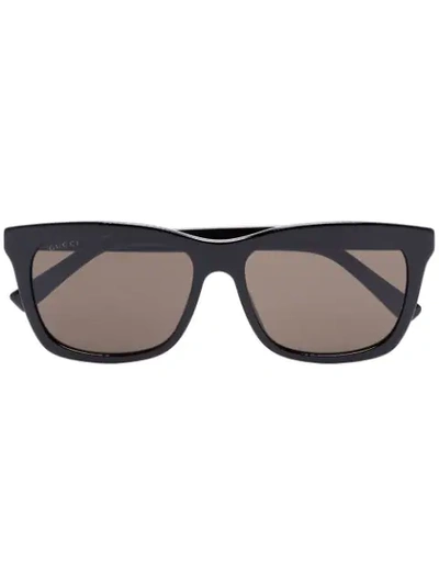 Shop Gucci Black Wide Rim Sunglasses