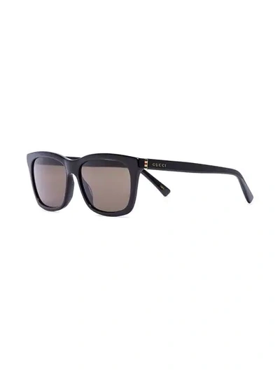 Shop Gucci Black Wide Rim Sunglasses