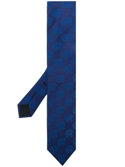 Shop Gucci Roaring Tiger Patterned Tie - Blue