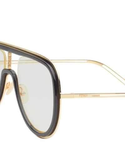 Shop Fendi Futuristic  Sunglasses In Gold