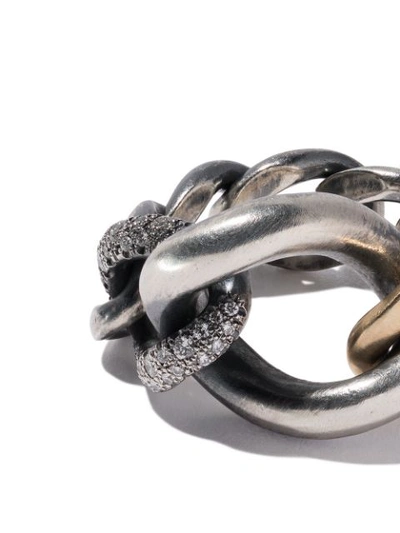 Shop Hum 18kt Yellow Gold And Diamond Chain Ring In Silver