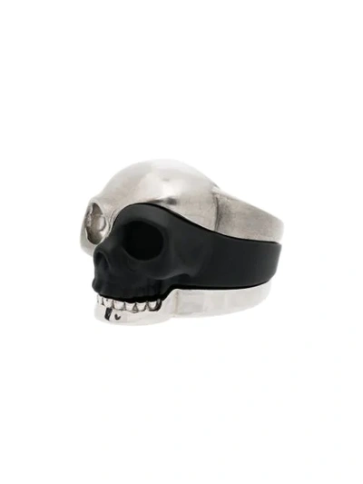 Shop Alexander Mcqueen Skull Charm Ring In Silver