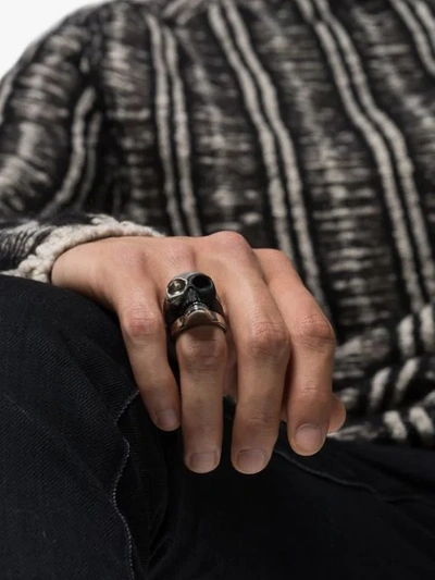 Shop Alexander Mcqueen Skull Charm Ring In Silver