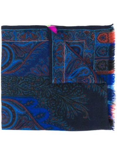 Shop Etro Paisley Print Scarf In Blue