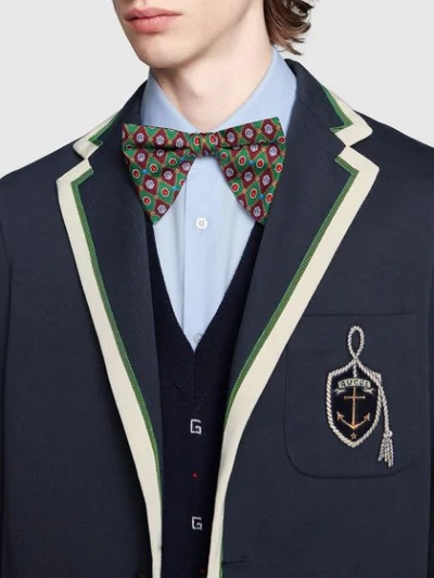 Shop Gucci Silk Bow Tie In Green