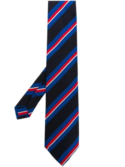 Shop Etro Diagonal Stripes Printed Tie - Blue