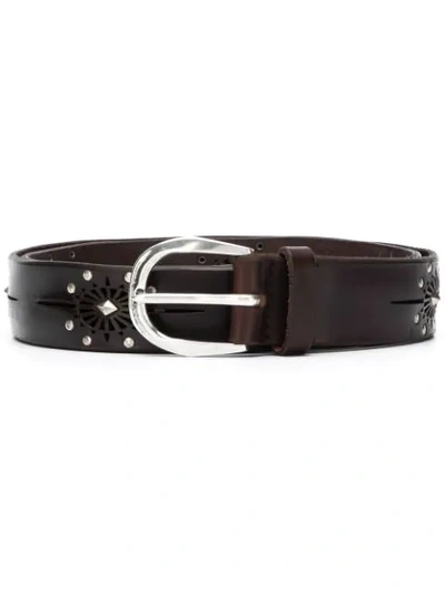 Shop Orciani Studded Style Belt - Brown