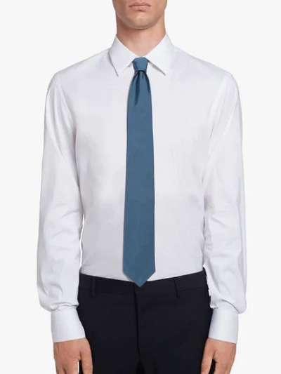 Shop Prada Micro-faille Tie In Blue