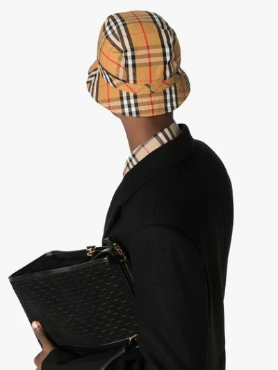 Shop Burberry Vintage Check Bucket Hat In Yellow