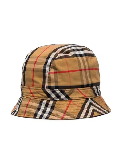 Shop Burberry Vintage Check Bucket Hat In Yellow
