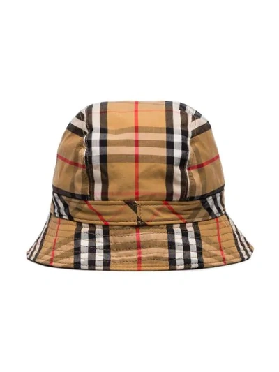 Shop Burberry Vintage Check Bucket Hat In Yellow