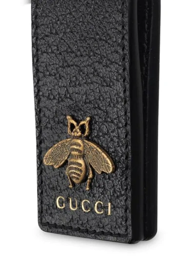 Shop Gucci Bee Motif Money Clip Wallet In Black