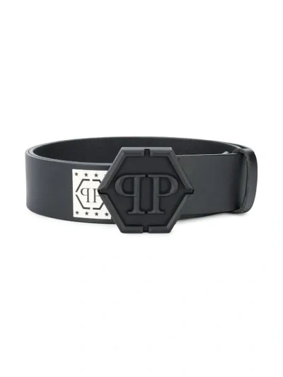 Shop Philipp Plein Logo Print Belt In Black