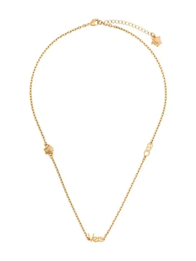 Shop Versace Vers Necklace In Metallic