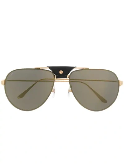 Shop Cartier Para Ótica Ventura Aviator Frame Sunglasses In Gold