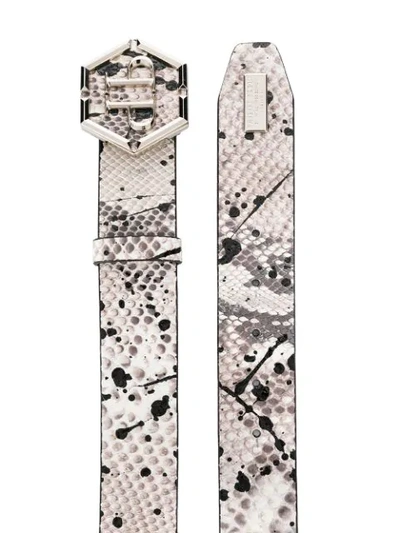 Shop Philipp Plein Logo Buckle Belt In Neutrals