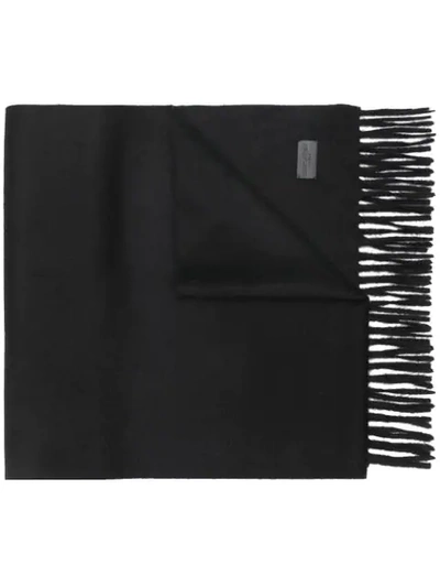 Shop Saint Laurent Knitted Fringed Scarf In Black
