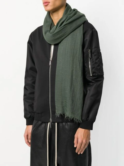 Shop Rick Owens Frayed Scarf In Green