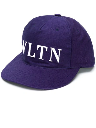 Shop Valentino Garavani Vltn Embroidered Cap In Blue