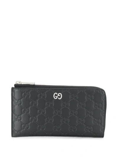 Shop Gucci Signature Zip-around Wallet In Black