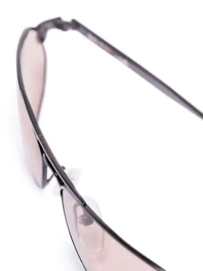 Shop Balenciaga Grey Thin Oval Sunglasses In Schwarz