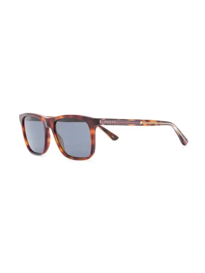 GUCCI EYEWEAR 方形框太阳眼镜 - 棕色