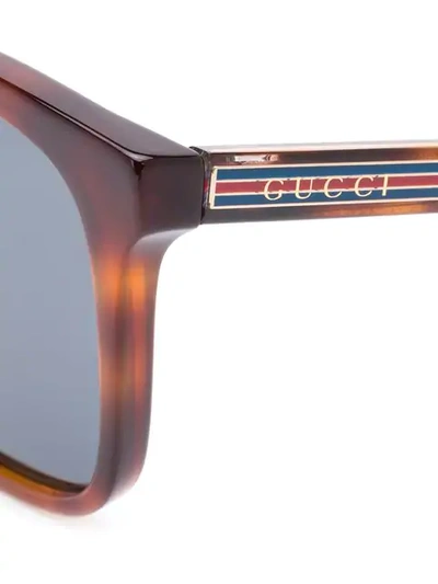 GUCCI EYEWEAR 方形框太阳眼镜 - 棕色