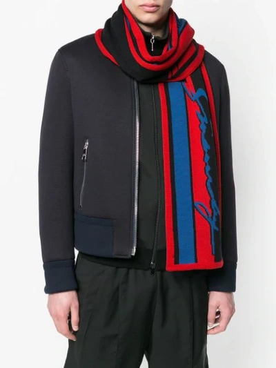 Shop Givenchy Logo Stripe Scarf In Black