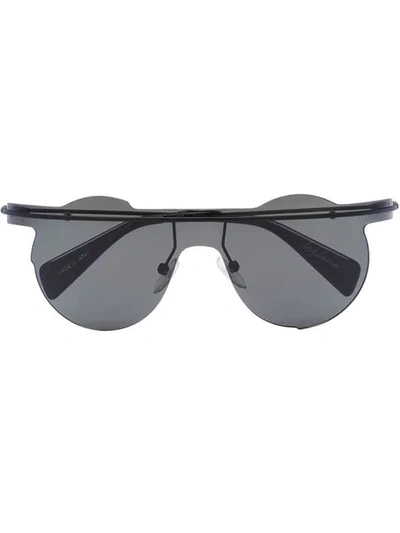 Shop Yohji Yamamoto Black Yy7027 Metal Sunglasses