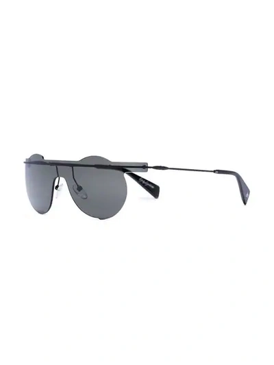 Shop Yohji Yamamoto Black Yy7027 Metal Sunglasses