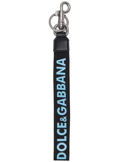 Shop Dolce & Gabbana Logo Embossed Keyring In Black