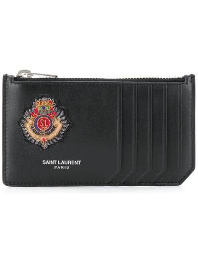 Shop Saint Laurent Fragments Logo Badge Cardholder In Black