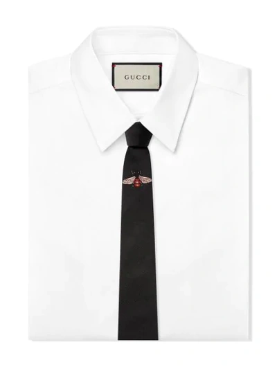 Shop Gucci Bee Underknot Tie In Black