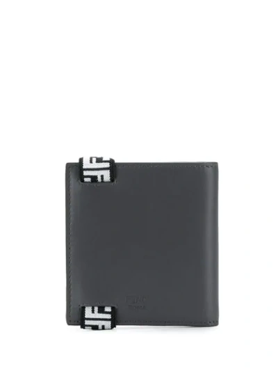 Shop Fendi Ff Motif Strap Wallet In Grey