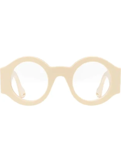 Shop Gucci Round Frame Sunglasses In Neutrals