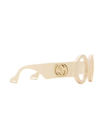 Shop Gucci Round Frame Sunglasses In Neutrals