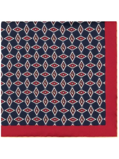 Shop Gucci Pocket Square With Geometric G In Blue
