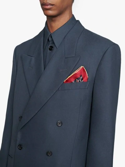 Shop Gucci Pocket Square With Geometric G In Blue