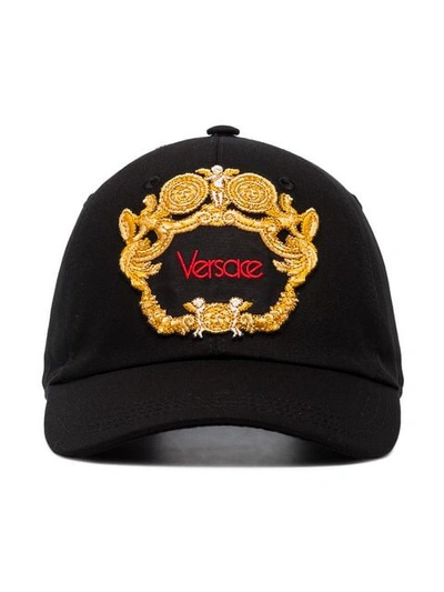 Shop Versace Front Logo Cap In Black