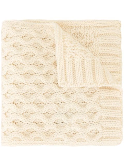 Shop Sunspel Cable Knit Scarf In White